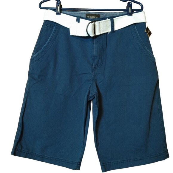 No Boundaries Men's Size 30 Belted Blue Flat Front Shorts New Preppy - Picture 1 of 6